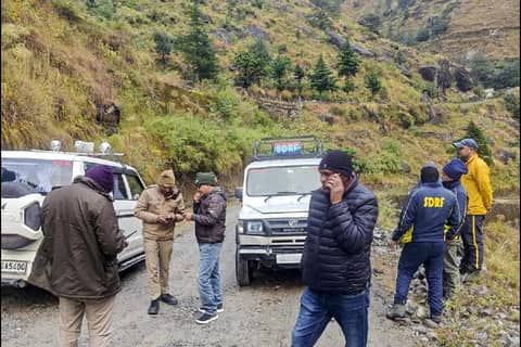 Photo: PTI SDRF and other security personnel at the helicopter site near Joshimath, Uttarakhand, on October 30, 2026
