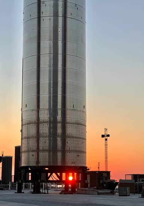 Representative image. Photo: Steve Jurvetson / Wikimedia Commons, CC BY 2.0 SpaceX Super Heavy booster on the pad at sunset
