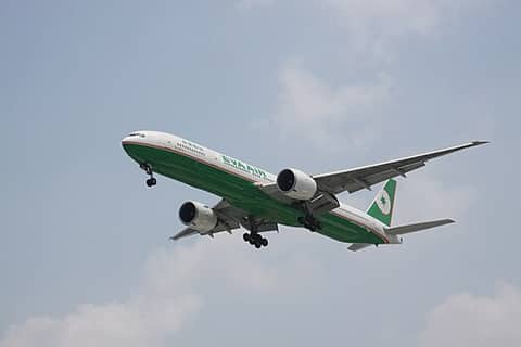 Representative image. Photo: Aeroprints.com / Wikimedia Commons, CC BY-SA 3.0 EVA Air Boeing 777 in flight