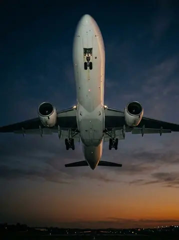 Widebody passing overhead, seen from below